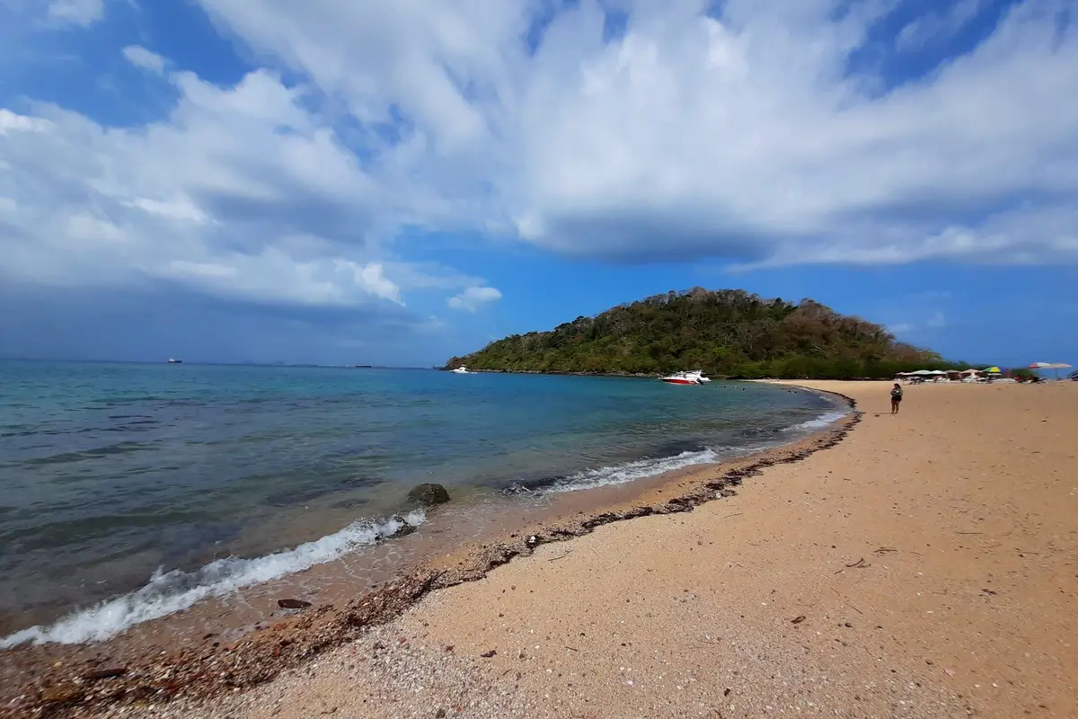 Baie et île type Isla Taboga, départ d'observation des baleines au Panamá