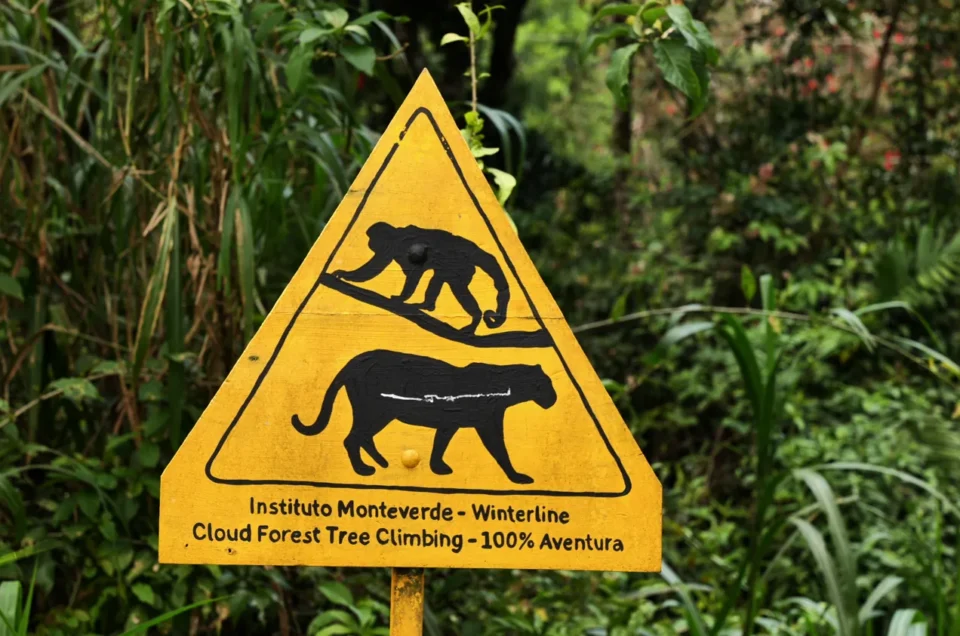 Panneau routier signalant le passage d'animaux sauvages au Costa Rica